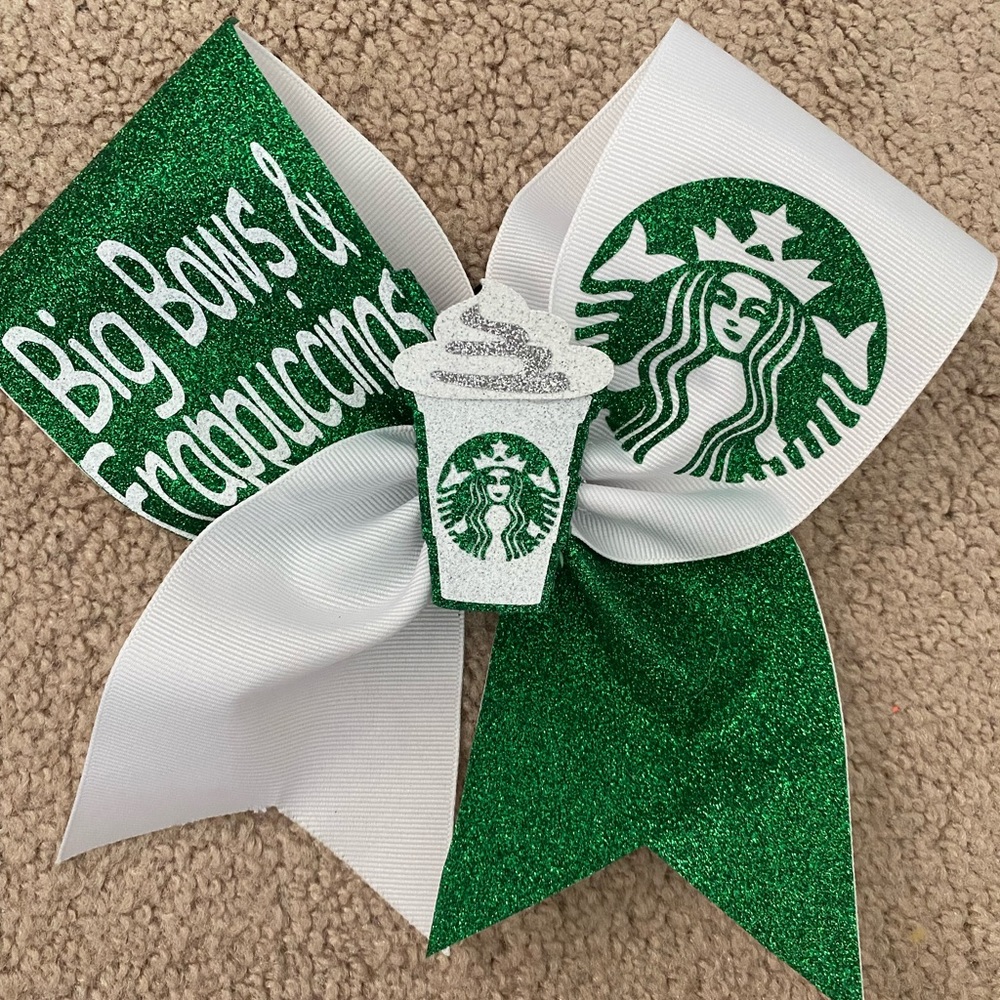 starbucks themed cheer bow